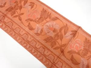 縞に花模様織り出し　名古屋帯